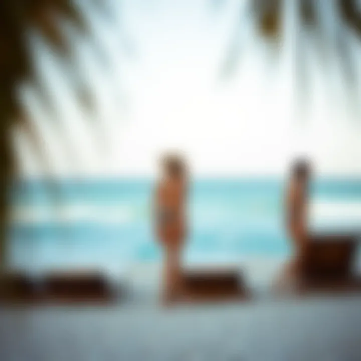 Different styling options for the 2 in 1 tankini swim top in a scenic beach setting