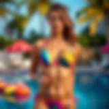 Stylish display of a 2 in 1 tankini swim top showcasing vibrant colors