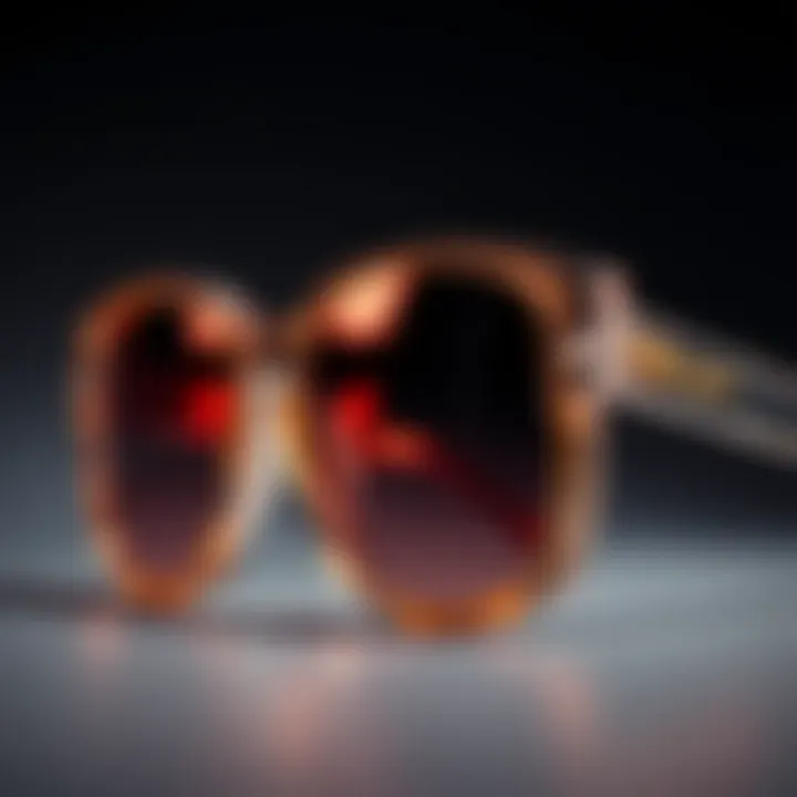 Close-up of acrylic sunglasses showing lens quality