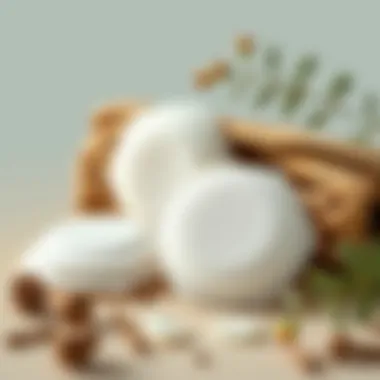 Eco-friendly adhesive bra pads displayed beside natural materials