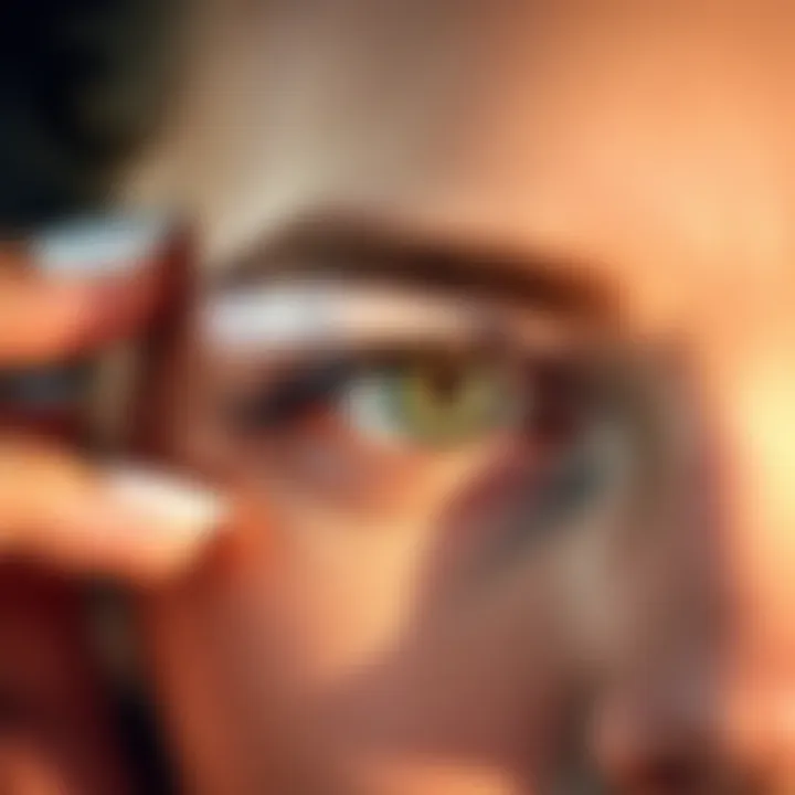 Demonstration of applying transparent eyelid tape for a natural look.