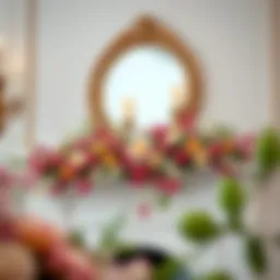 Elegant display of artificial floral swags on a mantelpiece