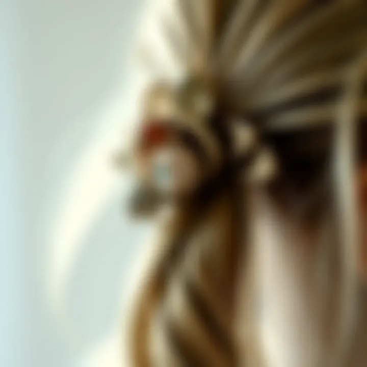 Close-up of Decorative Hair Clip A close-up view of a hair clip adorned with decorative elements