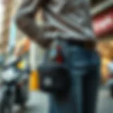 Urban Style: Belt Bag with Bottle Holder A stylish belt bag showcasing an integrated bottle holder in an urban setting