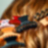 An array of stylish big claw clips showcasing different colors and designs suitable for thick hair.