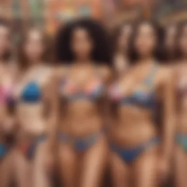 Diverse body types wearing thick strap bikinis