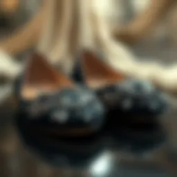 Elegant black jeweled flats showcasing intricate embellishments