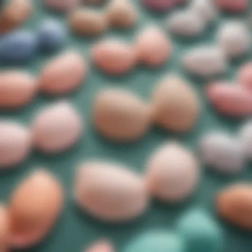 Close-up of various bra pad inserts on a stylish background