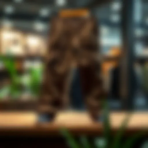 A stylish pair of breathable cargo pants displayed on a wooden surface