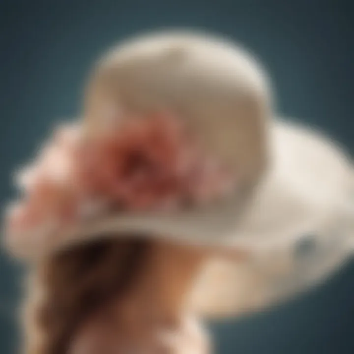 Elegant bridal beach hat adorned with floral accents