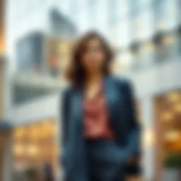 Contemporary business casual outfit featuring tailored trousers and a stylish blazer.