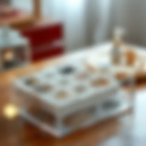 Elegant clear jewelry organizer showcasing various compartments