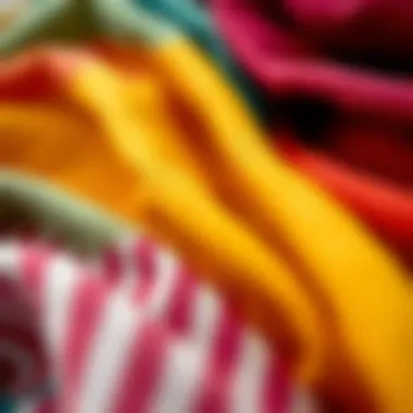 Diverse Textures and Patterns of Fabric Close-up of colorful fabric swatches showcasing various textures and patterns.