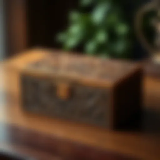 Elegant wooden earring organizer box with intricate carvings