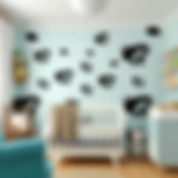 Cow print wall decals in a playful nursery setting