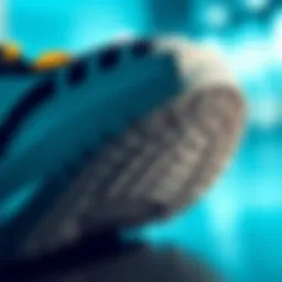 A close-up of the curved sole of a sneaker showcasing its unique design