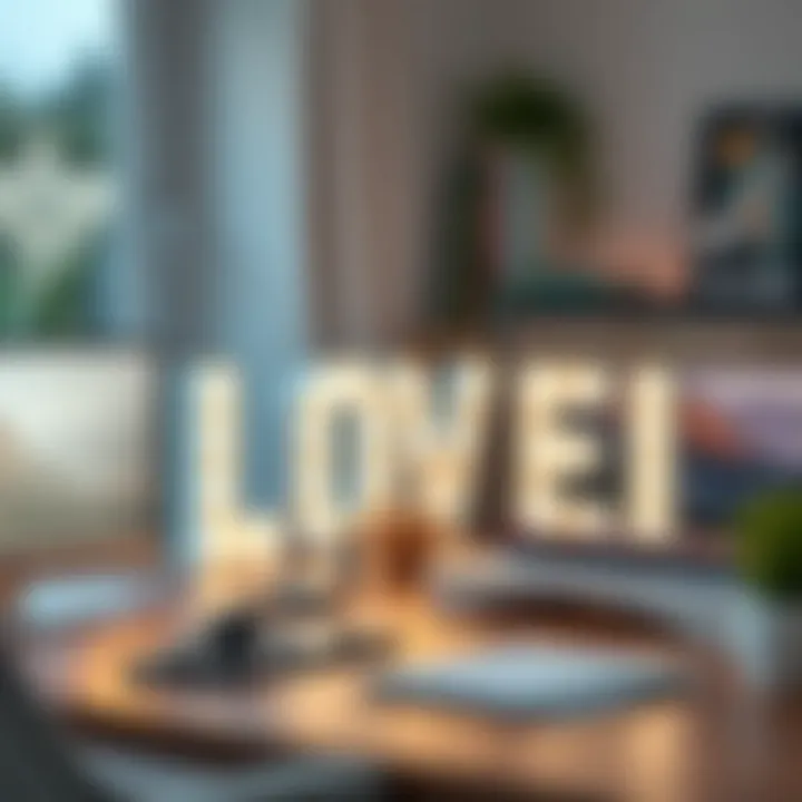 Personalized Touch in Workspace Decor Personalized LED letter lights in a cozy workspace