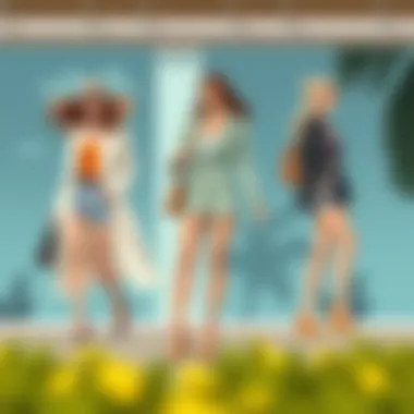 Fashionable look featuring cut out wedge sandals paired with chic outfits