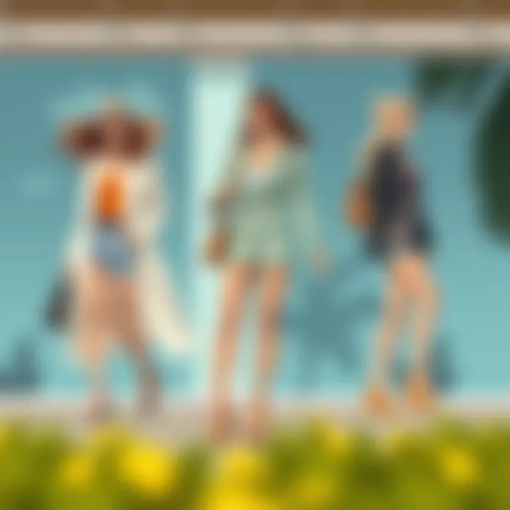 Fashionable look featuring cut out wedge sandals paired with chic outfits