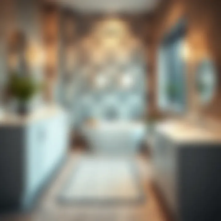 Stylish bathroom featuring a beautifully designed absorbent bath mat