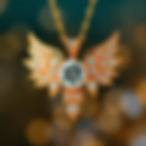 Exquisite diamond picture pendant with wings showcasing intricate craftsmanship