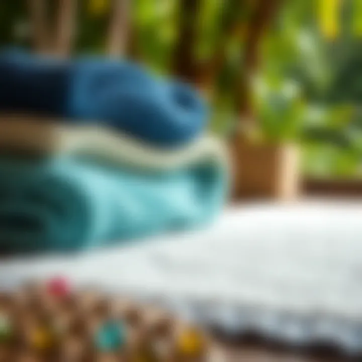 Eco-friendly materials used in bath mat production displayed on a natural background