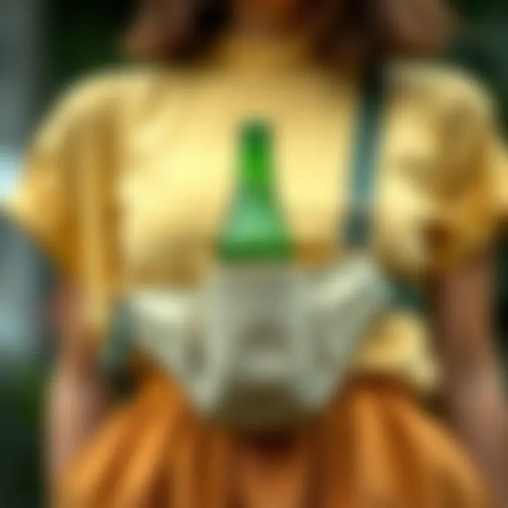 Eco-Friendly Fashion: Sustainable Belt Bag with Bottle Holder Close-up of a belt bag made from sustainable materials featuring a bottle holder