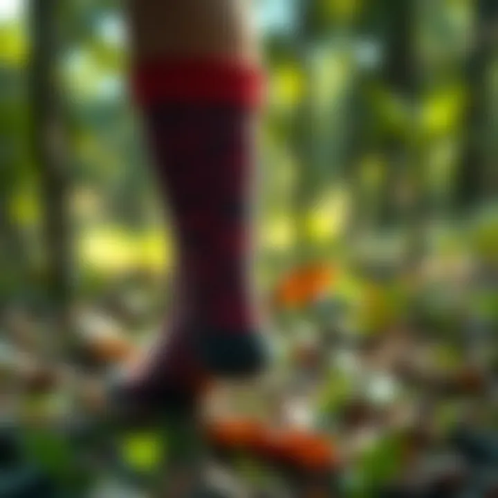 Eco-friendly tiger print socks made from sustainable materials displayed in a natural setting