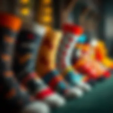 Historical evolution of sock designs represented visually