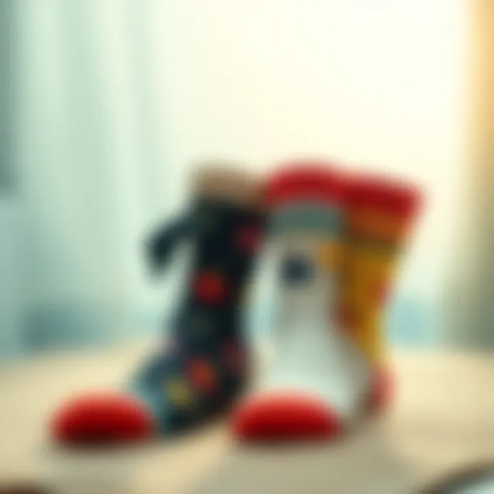 A fashionable arrangement showcasing styled cute socks with outfits