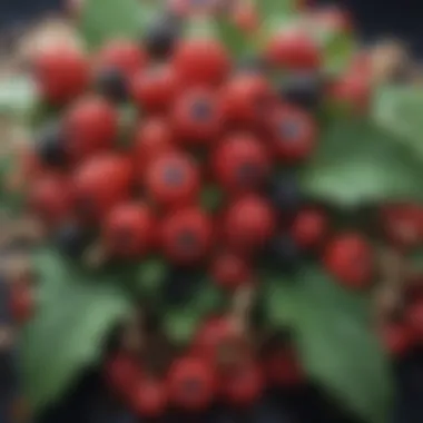 Intricate Details of Berry Hair Adornments Close-up of a hair accessory adorned with realistic berry designs.