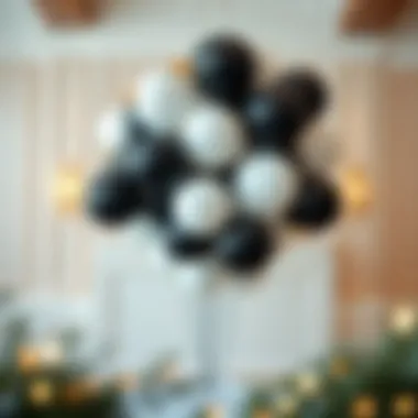 Creative black and white balloon arrangement for festive occasions