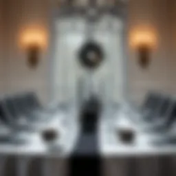 Elegant black and white table setting for a sophisticated party