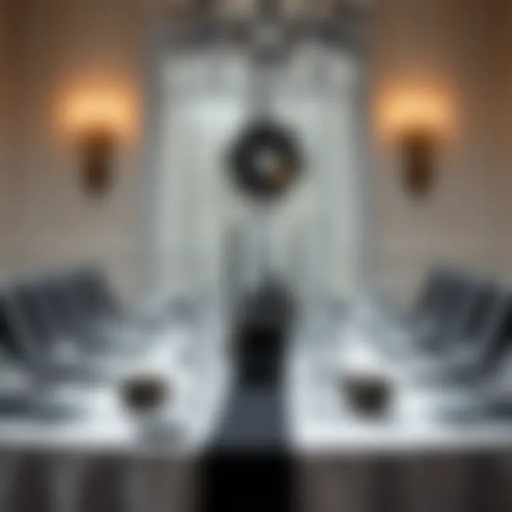 Elegant black and white table setting for a sophisticated party