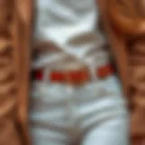 A stylish buckle belt enhancing a casual outfit