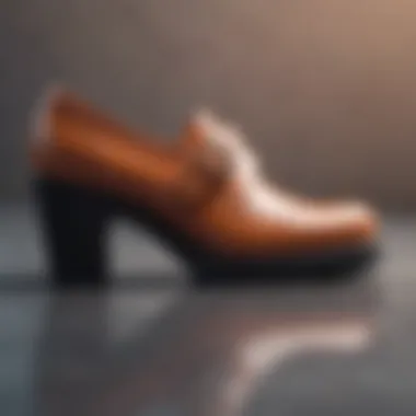 Detail shot highlighting the comfort features of chunky heel shoes