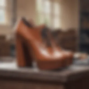 Variety of materials used in the construction of chunky heel shoes