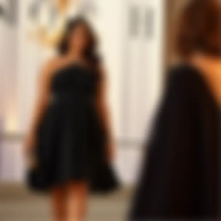 Stylish black dress suitable for evening events