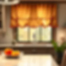 Elegant coffee-themed valance enhancing kitchen aesthetics