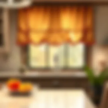 Elegant coffee-themed valance enhancing kitchen aesthetics