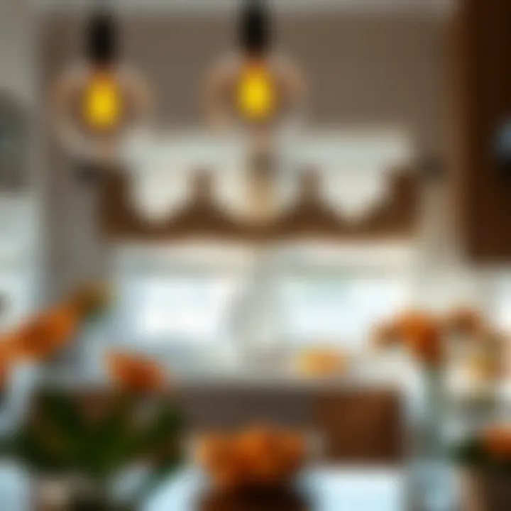 Stylish coffee-inspired kitchen interior with valance