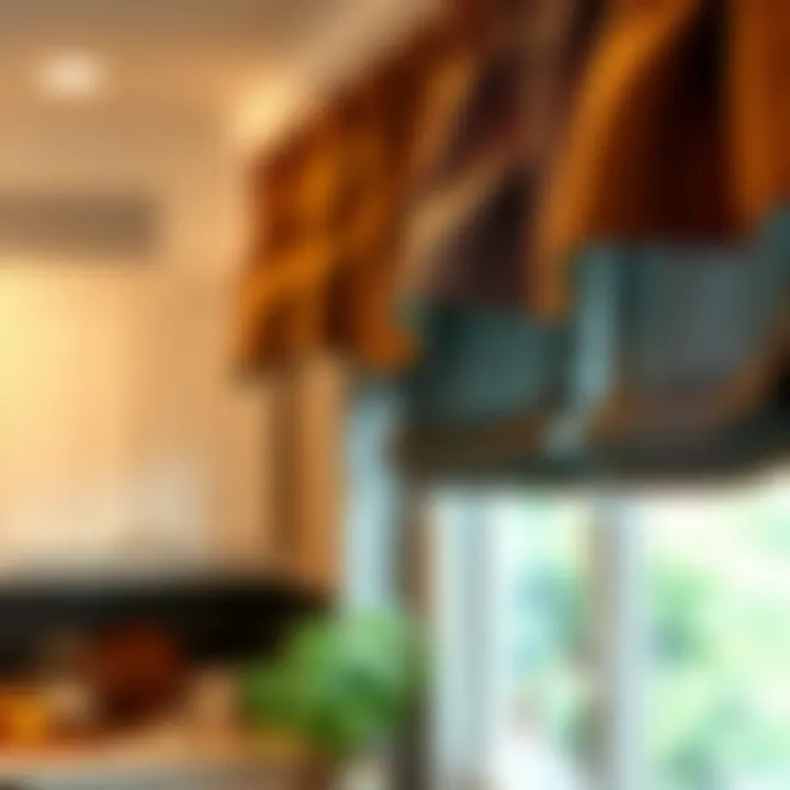 Variety of materials used in coffee valances for kitchens