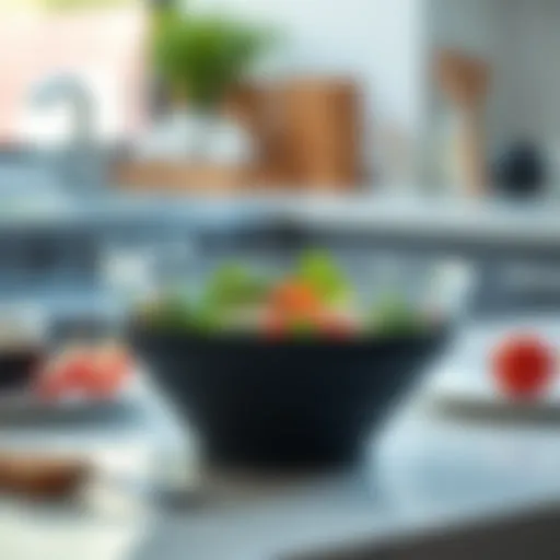 Showcasing an Elegant Collapsible Design Elegant collapsible salad bowl in an open position