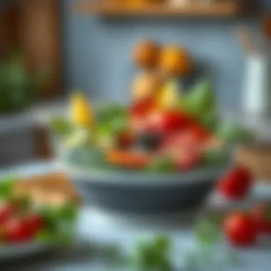 Collapsible salad bowl displayed with fresh ingredients