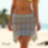 A beautifully crafted crochet coverup skirt with intricate patterns