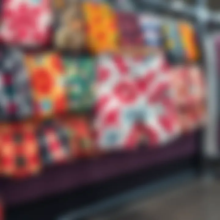 Vibrant display of cross print shorts showcasing various patterns and styles