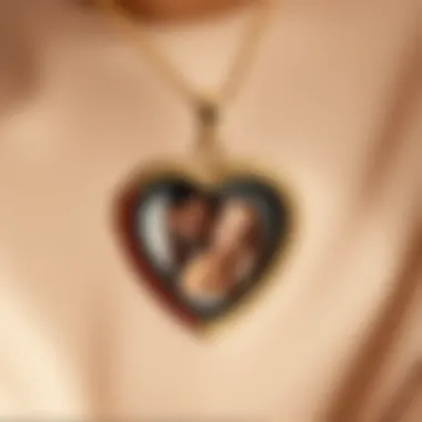 A close-up view of a heart-shaped locket with a cherished photo inside
