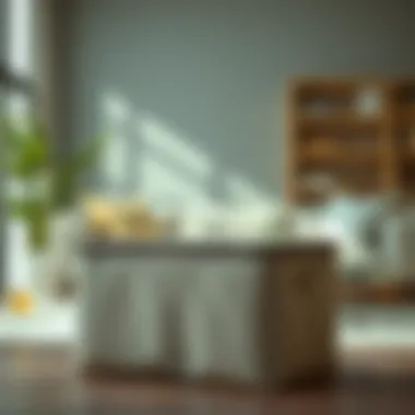 Stylish fabric storage bin with zipper in modern living room