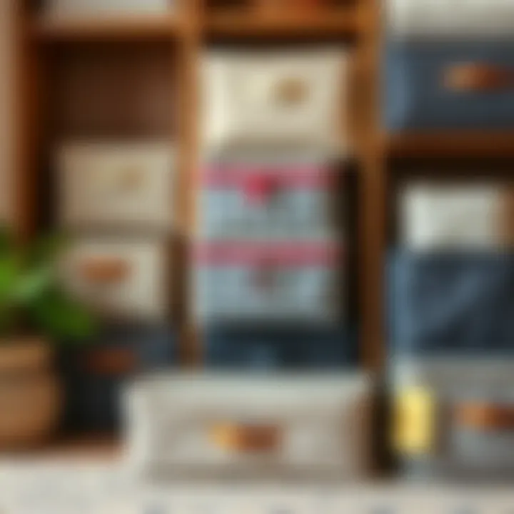 Variety of fabric storage bins displayed for organizational purposes