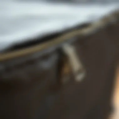 Close-up of zipper detail on a fabric storage bin